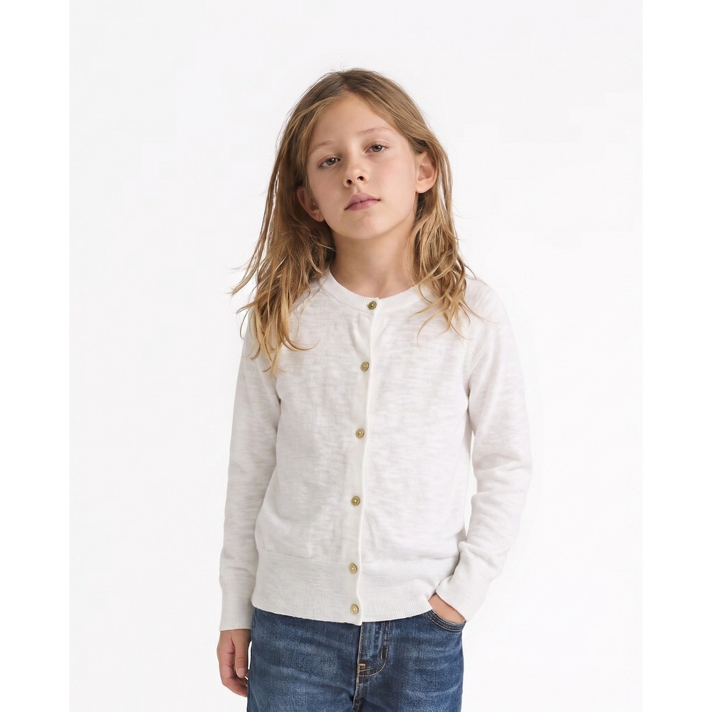 Crewcuts Kids White Cotton‎ Slub Cardigan Sweater Glitter Buttons Size 10 E8588